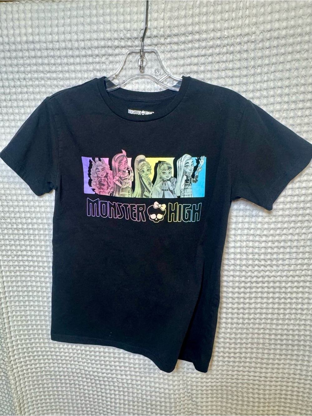 Mattel Monster High Black Tee with Rainbow Character Panel